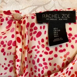 Rachel Zoe Pink and Orange Polka Dot Tie Front Blouse
